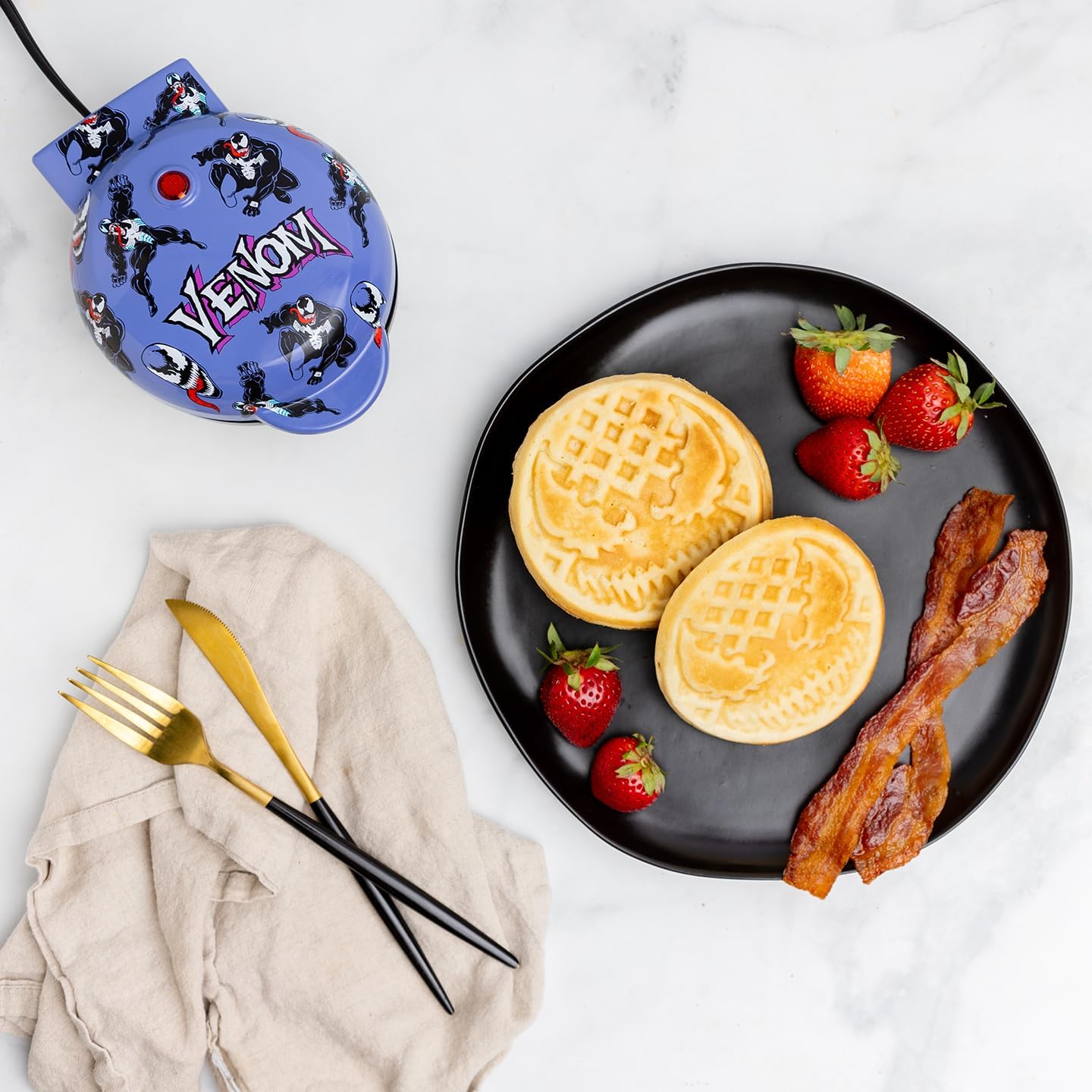 Uncanny Brands Venom Mini Waffle Maker - Venom on Your Waffles