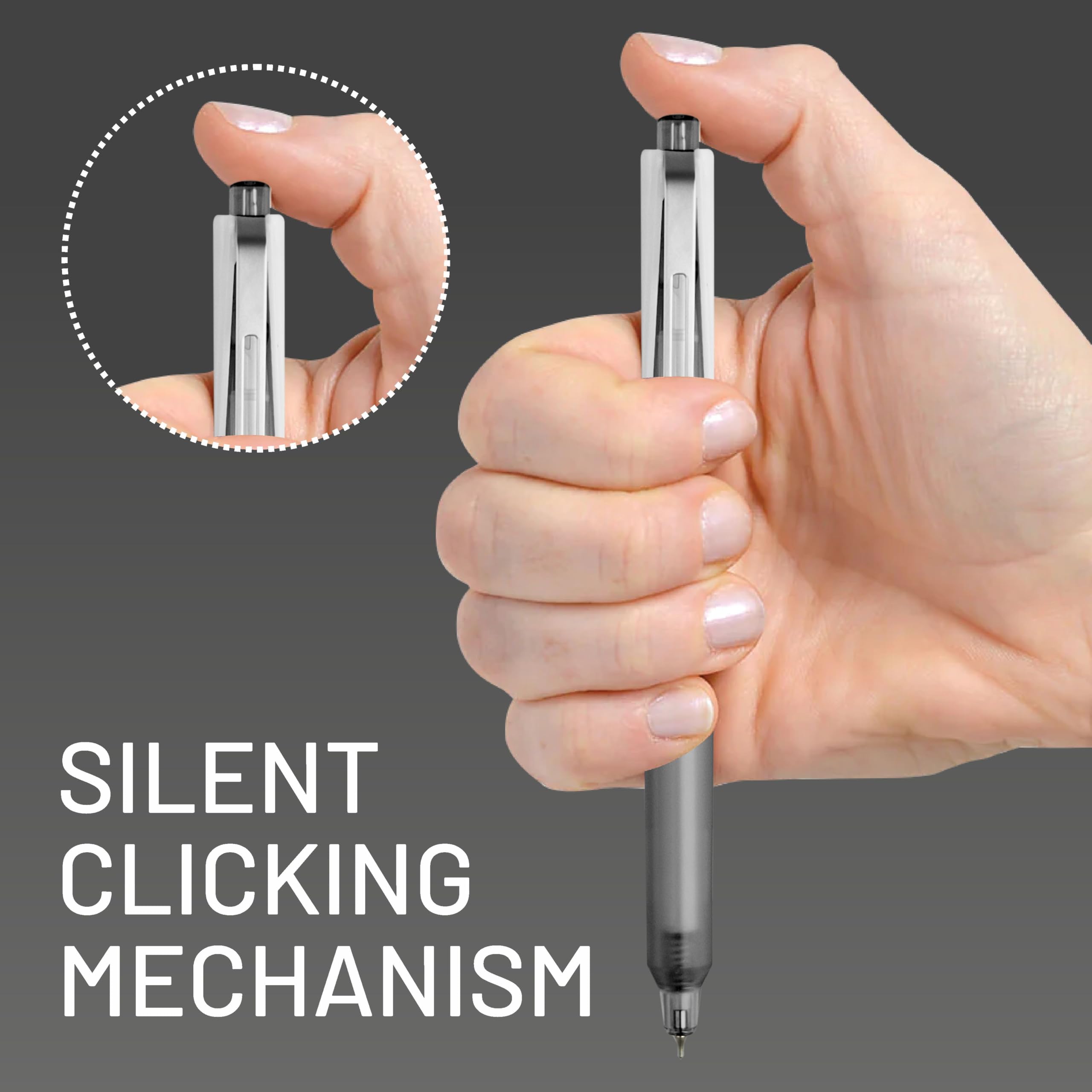 Anupam Sylent Roller - Bolígrafo de gel de 0,7 mm, impermeable, suave, de secado rápido, tinta oscura, agarre cómodo, bolígrafo de examen y oficina, tinta negra, recargable (negro, paquete de 4)