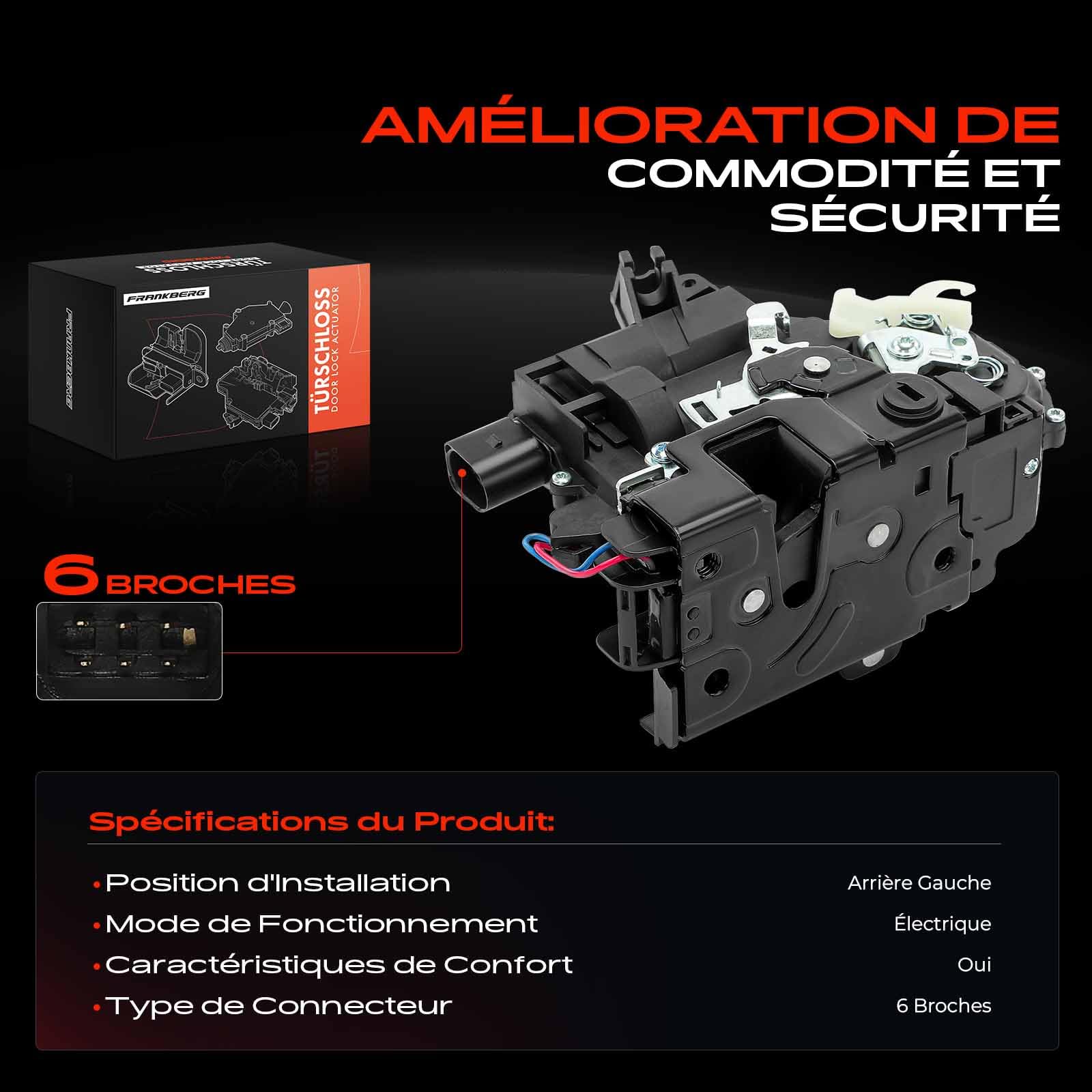 Frankberg Serrure de Coffre Arrière Gauche Compatible avec Golf IV 1J1 Golf IV Variant 1J5 P.a.s.s.a.t Variant 3B5 O.c.t.a.v.i.a I Break 1U5 B.o.r.a 1J2 Remplacer# 3B4839015AL