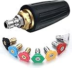 Mudder 4000 Psi Pressure Washer Rotating Turbo Nozzle 4.0 Gpm Quick Connector Turbo Nozzle with 7 Pieces Spray Tips Kit Multiple Degrees (0, 15, 25, 40, 65 Degrees, Rinse1, Soap2)(Black)