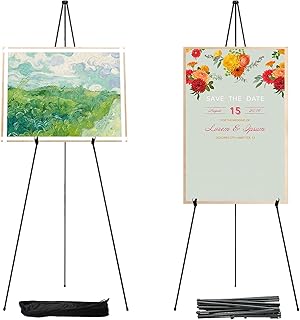 2 Pack 63" Black Easel Stand for Display Wedding Sign & Poster,Adjustable Easels for Display Poster Board Stand,Collapsable Portable Metal Painting Easel Tripod for Floor(Black 2PC)