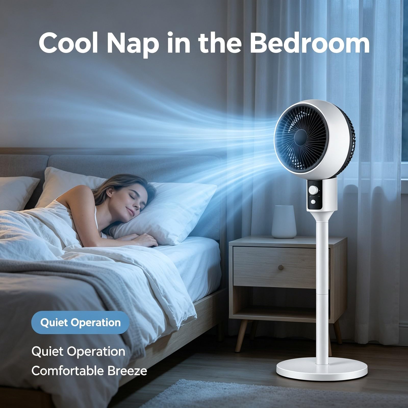 Tragbarer Stand-USB-Ventilator, höhenverstellbar, leise Luftzirkulation, für Zuhause, Schlafzimmer, Schreibtisch, Arbeitsplatz, mit oszillierendem Kopf, mehrere Geschwindigkeitsstufen