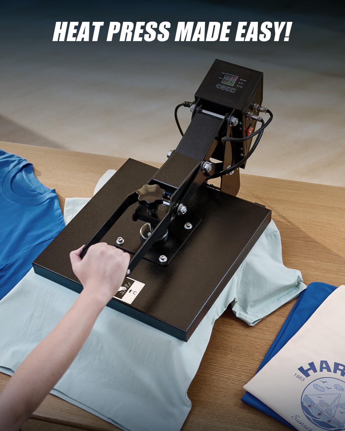 CREWORKS 38 x 38 Prensa de Calor para Camisetas con Tubos de Calentamiento Duales, Control Digital Maquina de Sublimacion para Almohadas, Alfombrillas de Ratón, Bolsas