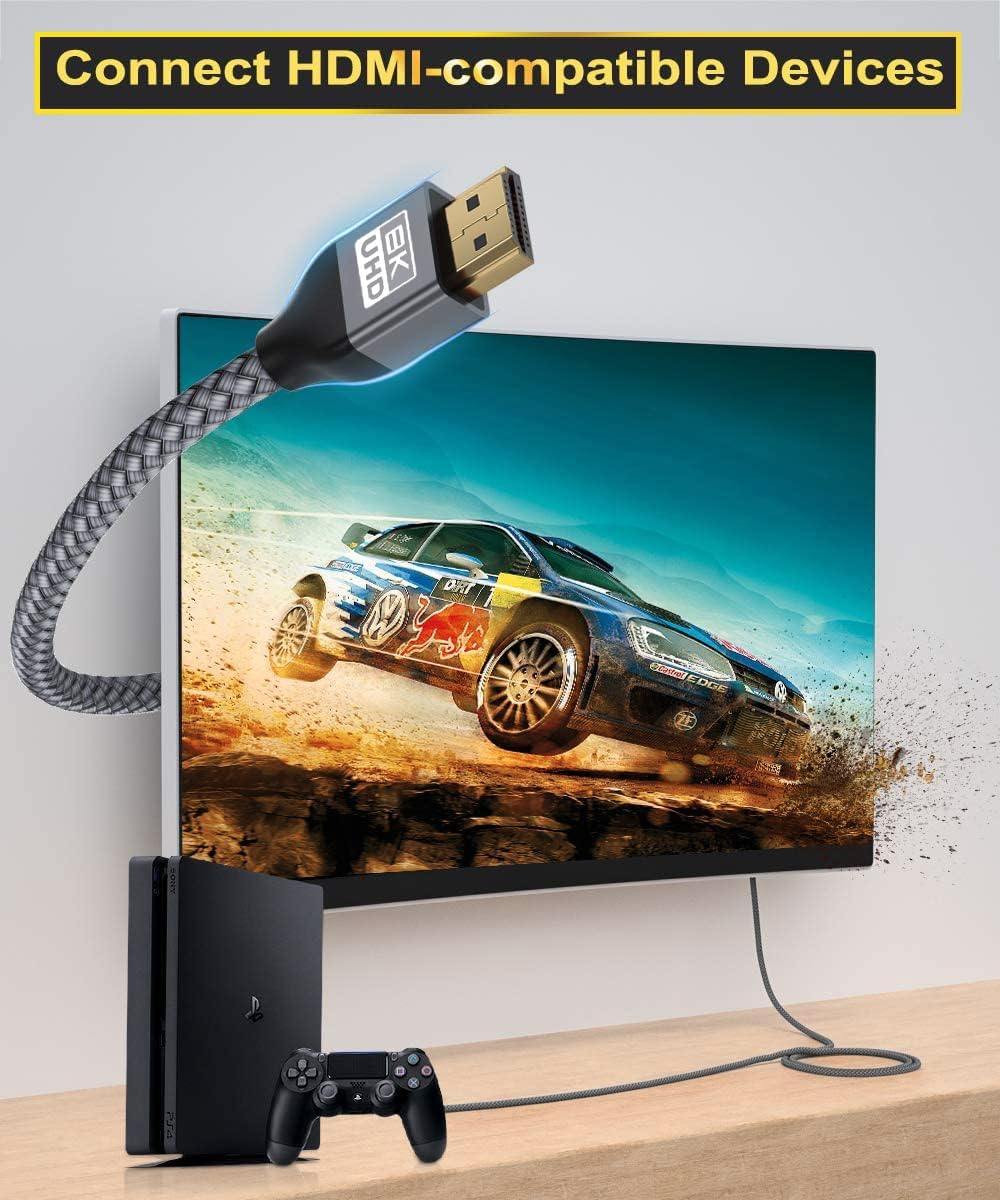 Basesailor 8K 60Hz HDMI Cable 3M/2Pack,Long 48Gbps 7680P Ultra High Speed HDMI 2.1 Cord for Apple TV,Roku,Samsung QLED,2.0,Sony Playstation,4M PS5,Xbox One Series X,eARC HDCP 2.2 2.3,16 4K 120Hz 144Hz