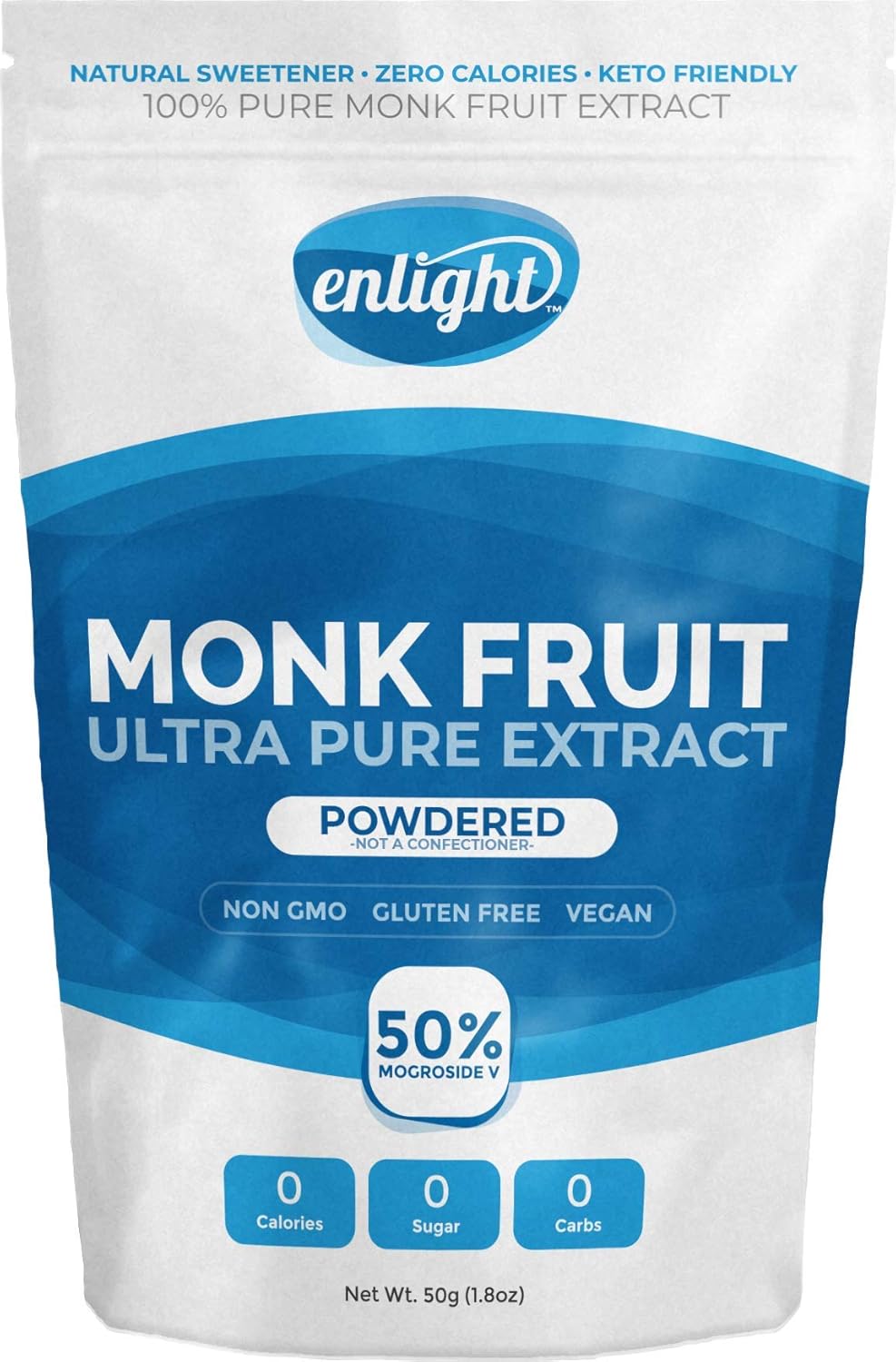 Enlight Sweetener, 100% Monkfruit Extract Sweetener | Zero Calories, Keto Friendly, Sugar Free Natural Sweetener, Ultra Pure Flavor, 1.76 Oz (Pack of 1)
