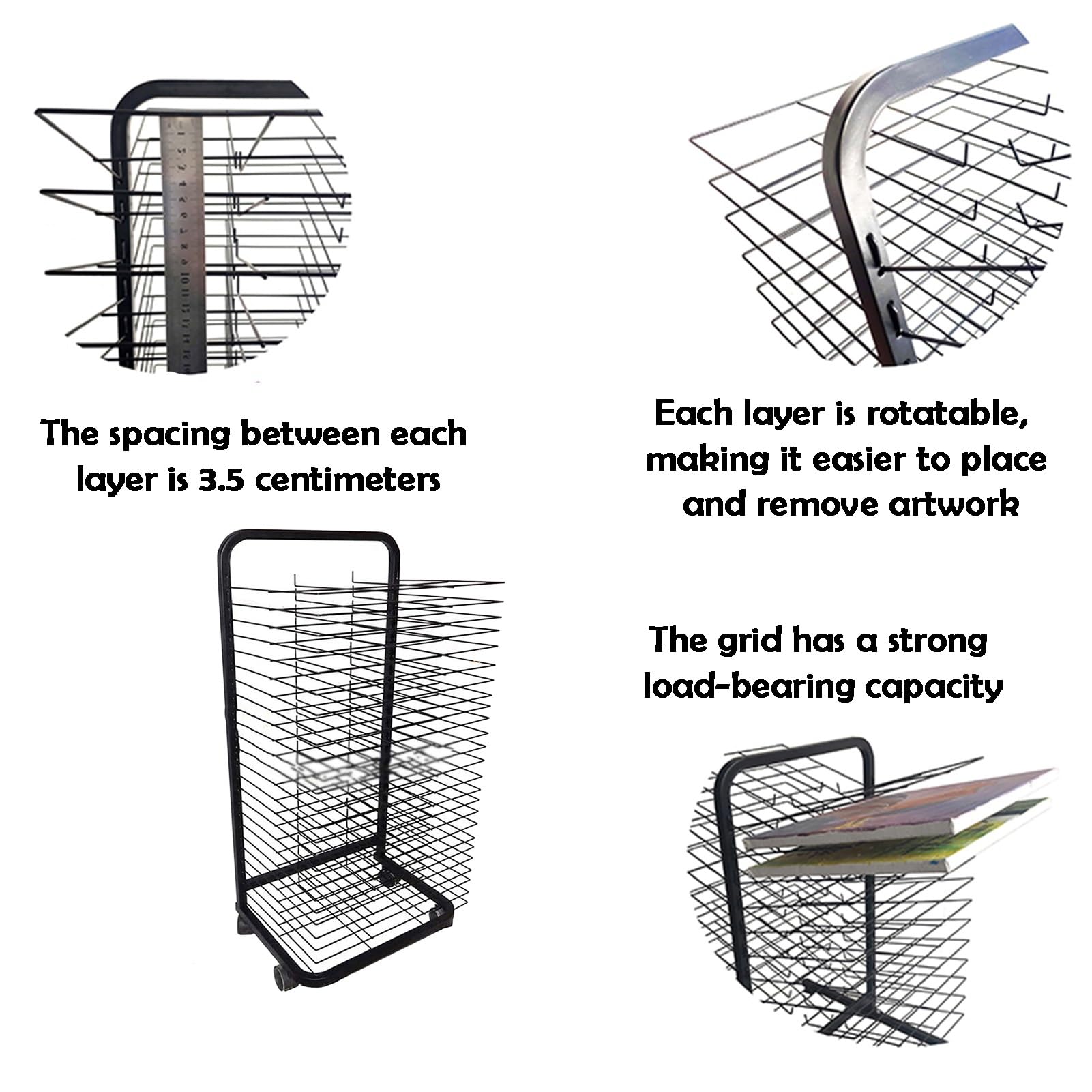 Mobile Art Storage - Estante de secado con 20 estantes extraíbles para carteles y obras de arte en estudios