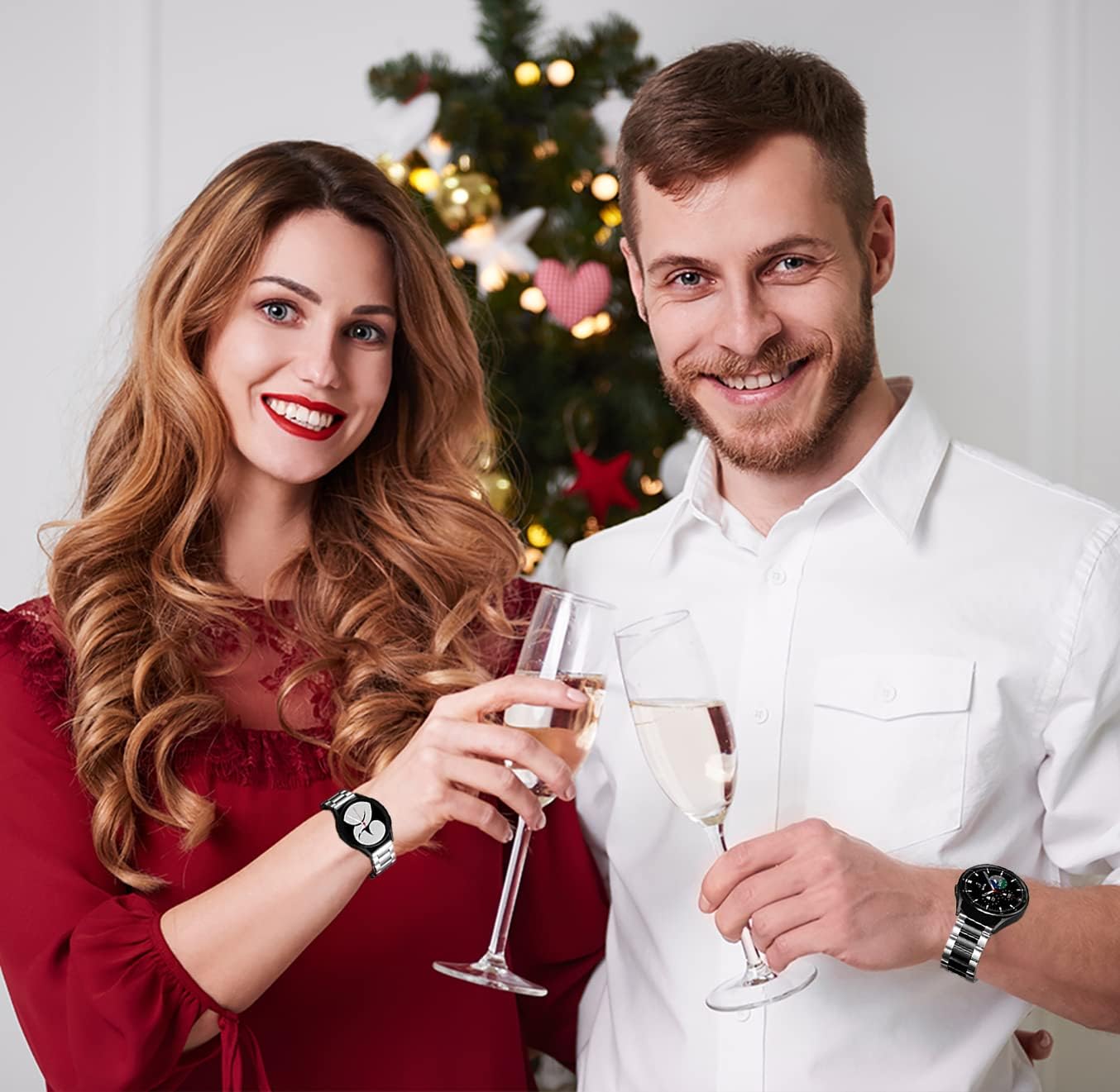 Galaxy Watch 4/6 Classic Bands 47/46/43/42mm & Galaxy Watch 7/FE/6/5/4 Band 44mm 40mm, Samsung Galaxy Watch 5 Bands Pro 45mm, 20mm Metal Business Stainless Steel Replacement Strap, Black Silver - Image 6