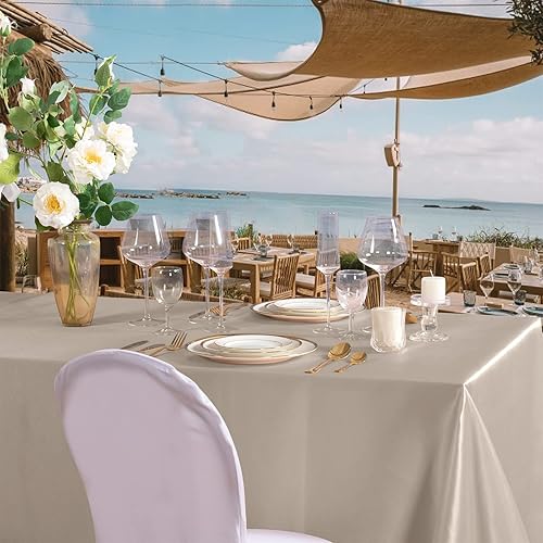 Miniatura 10 de Paquete de 6 manteles rectangulares de satén blanco de 60 x 102 pulgadas, manteles de satén de seda brillante, decoración de mesa suave para bodas,