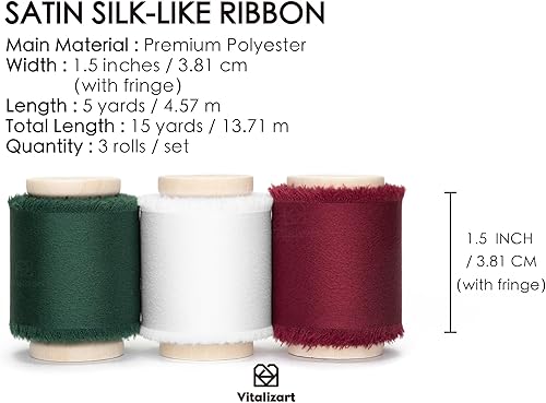 Miniatura 2 de Vitalizart Cinta de satén de seda de 1-12 pulgadas x 15 yardas, carrete de madera hecha a mano para envolver regalos, baby shower, boda, ramos de