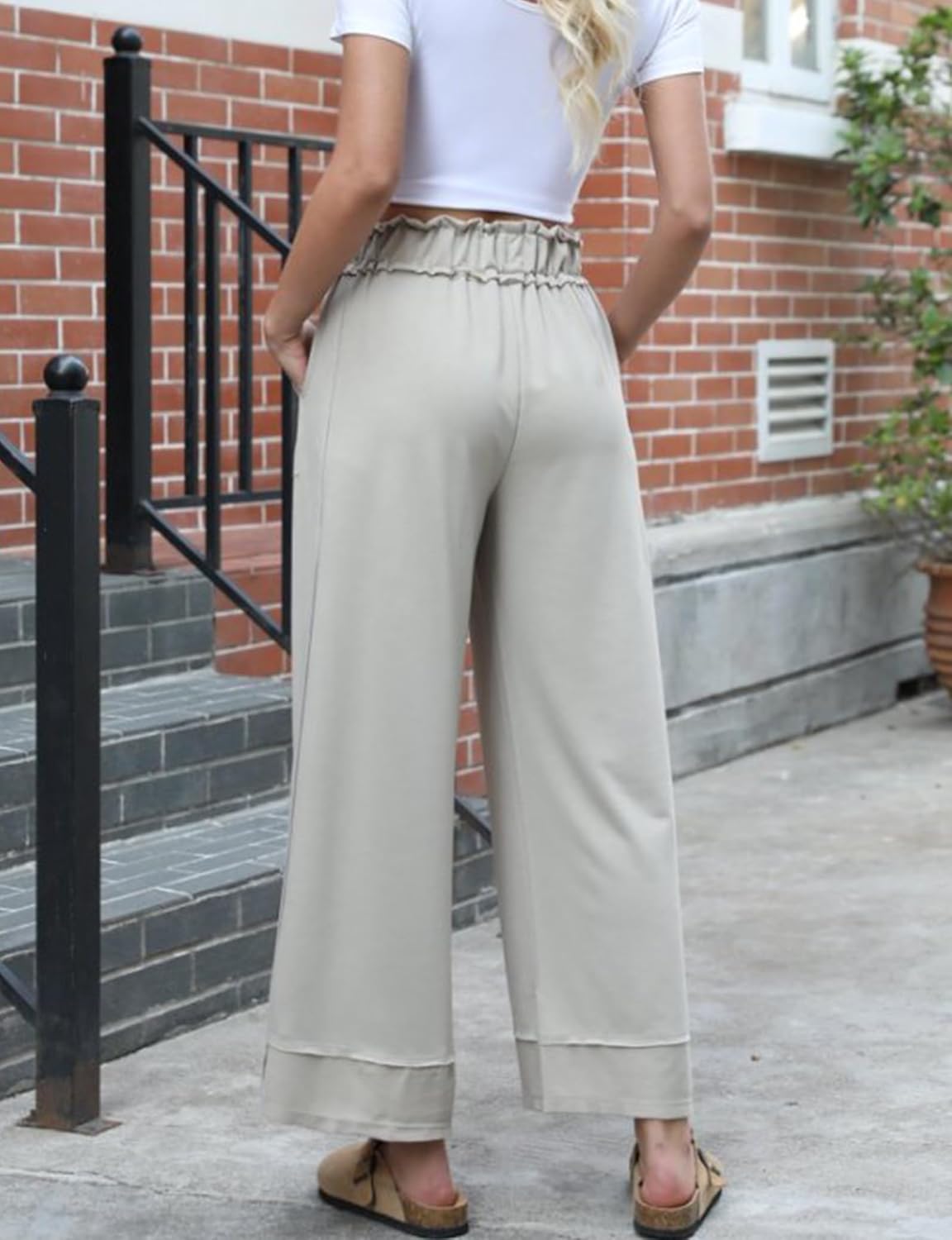 Women's Baggy Wide Leg Pants High Waist Drawstring Palazzo Lounge Sweatpants with Pockets - Image 7