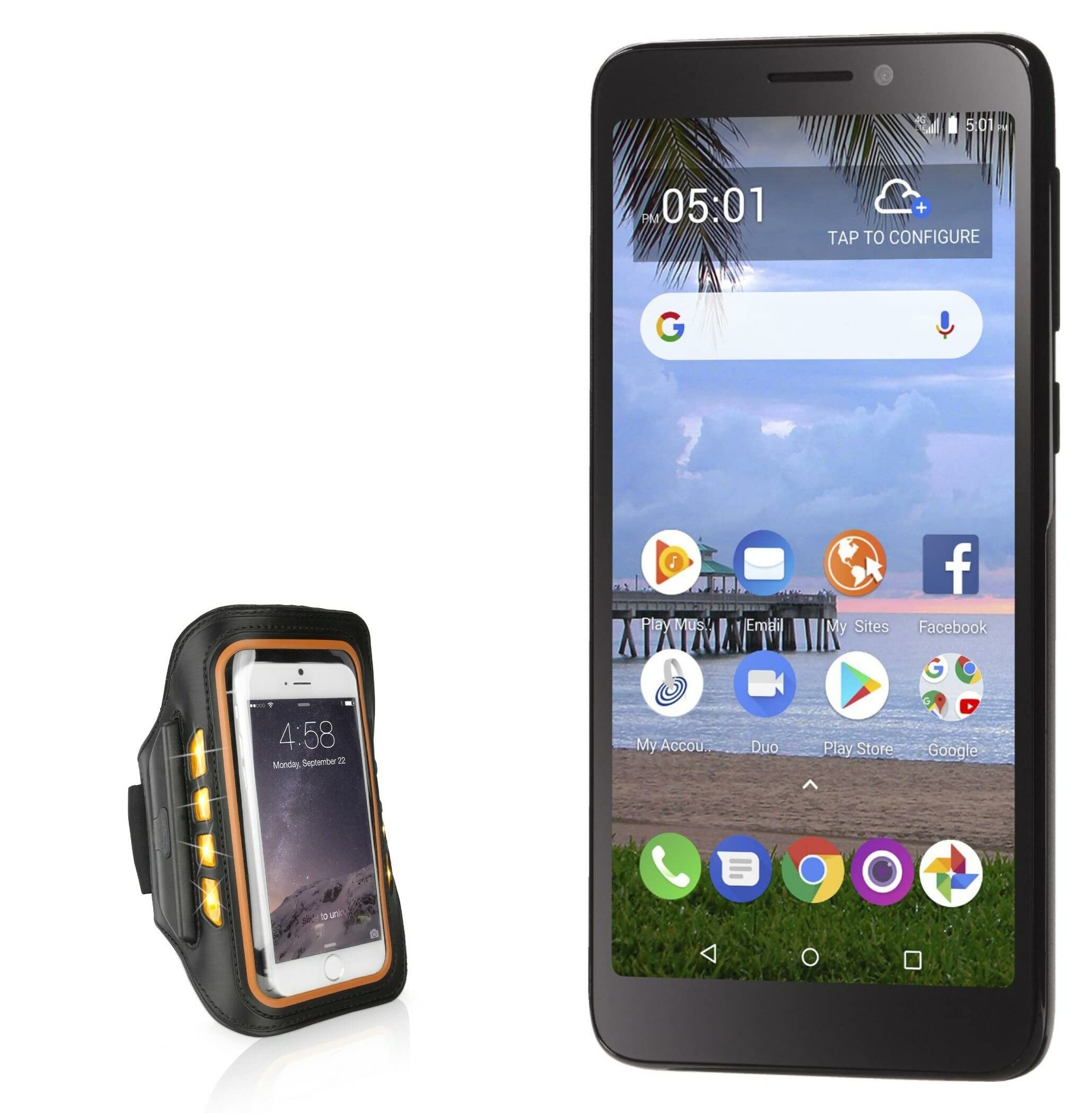 BoxWave Case for TCL A1 (Case JogBrite Sports Armband, High Visibility Safety Light LED Runners Armband for TCL A1 - Bold Orange