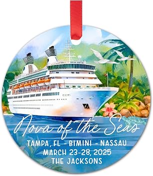 Personalized Cruise Ship Christmas Ornament 2025 - Christmas Vacation Ornament - Wedding Cruise Gift - Girls Cruise Gifts - Family Vacation Keepsake for Christmas Tree