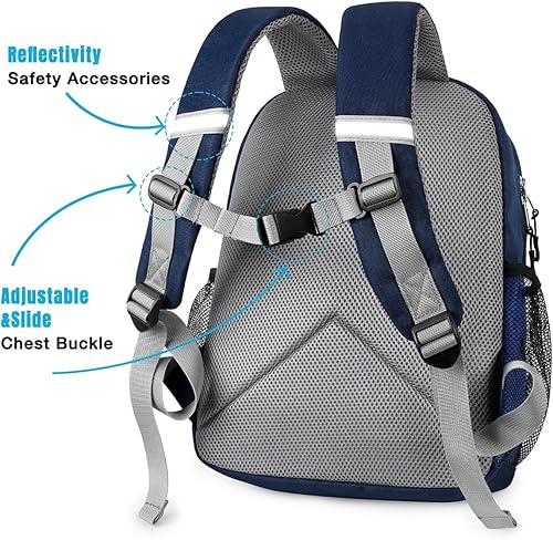 Miniatura 5 de STEAMEDBUN Mochila para niños pequeños para niños pequeños, mochila escolar para niñas, Azul oscuro y rojo, Mini-12 pulg. (no cabe una carpeta),