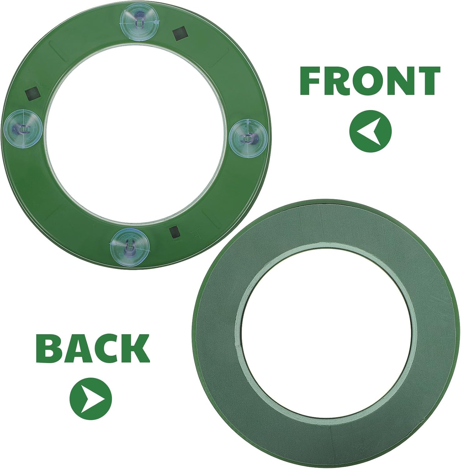 2Pcs Floral Foam Ring 11.81" Flower Foam Wreath Base with Suction Cup, Wet Floral Foam Wreath for Artificial & Fresh Flowers, for Wedding Car Table Centerpiece Florist Flower Arrangement