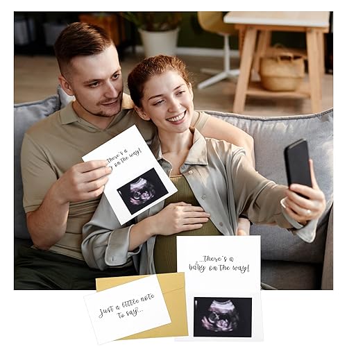 Miniatura 5 de Berlune Juego de 6 anuncios de embarazo para papá, bebé, zapatos de bebé, letrero de madera para embarazo, tarjeta de revelación, sobre sorpresa,