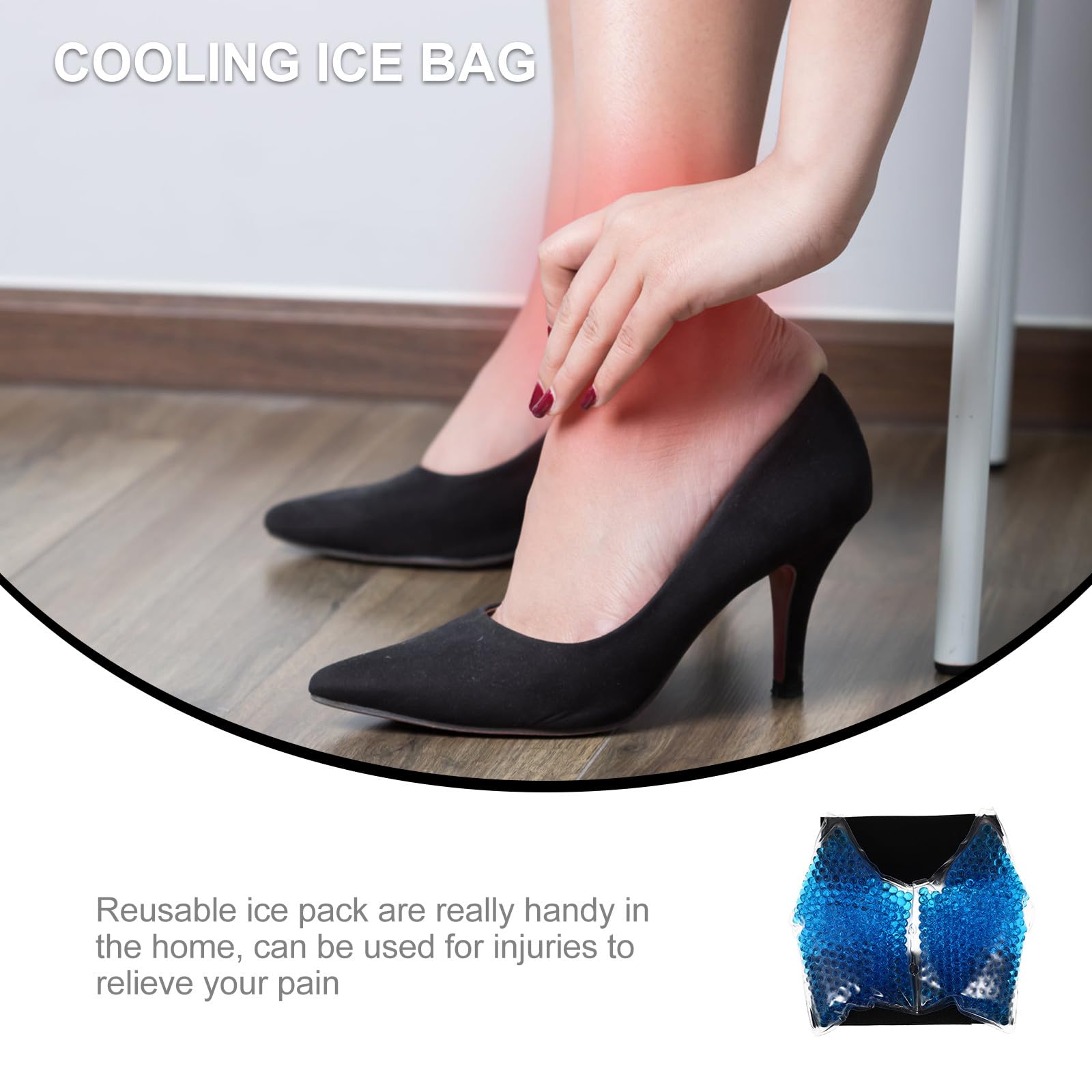 Outanaya Sacchetto Ghiaccio Caviglia in Gel Riutilizzabile Pvc Blu e Gonfiore, Impacco Freddo per Corpo e Caviglie per Sport e Riabilitazione