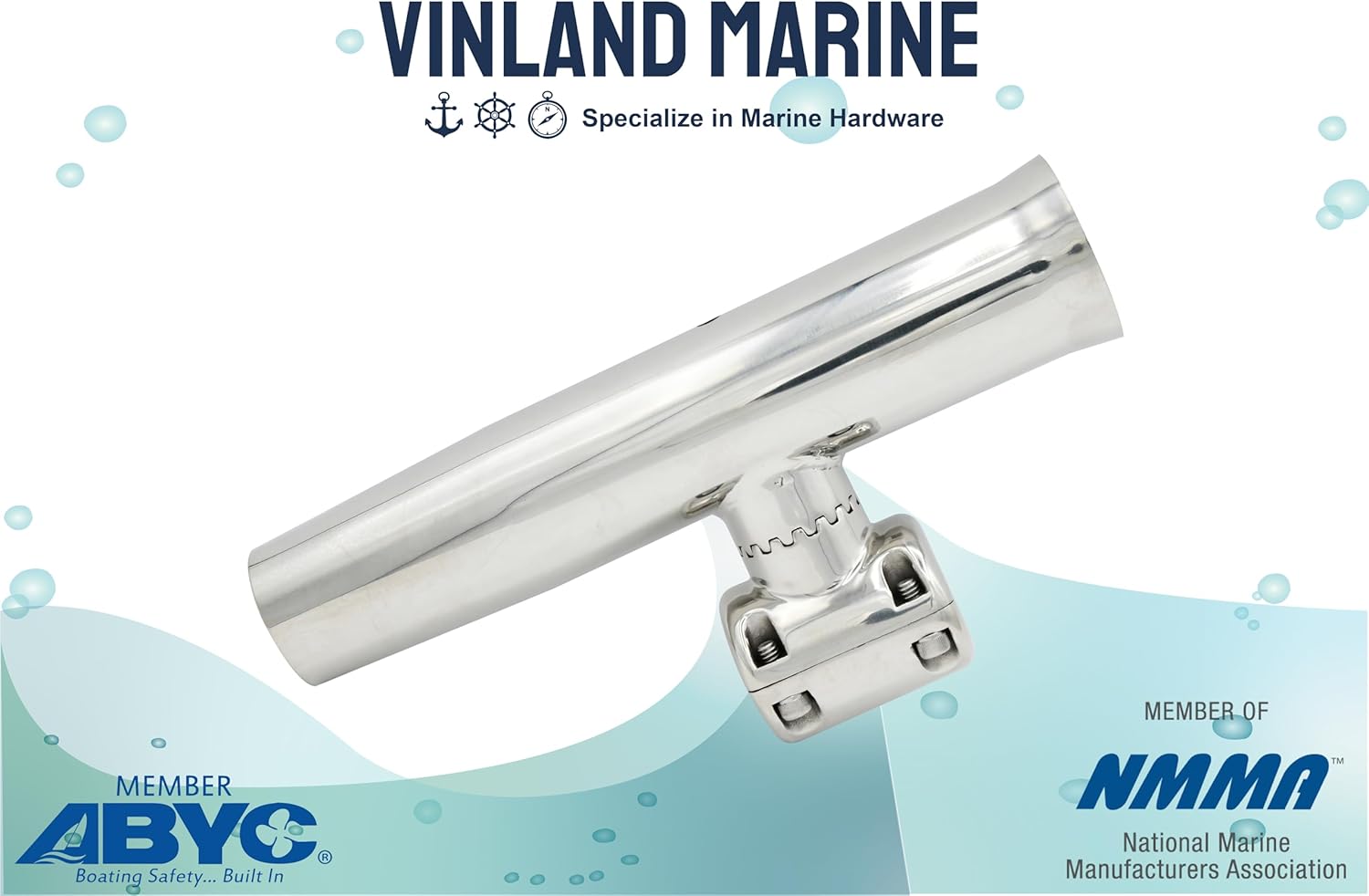 Vinland Marine 304 Stainless Steel Clamp On Rod Holders for Boat 7/8"~1-5/8" Rail Mount Fishing Rod Holder, Rod Holder Clamp Rod Holder, Fishing Pole Holders for Boats, Outriggers for Boats