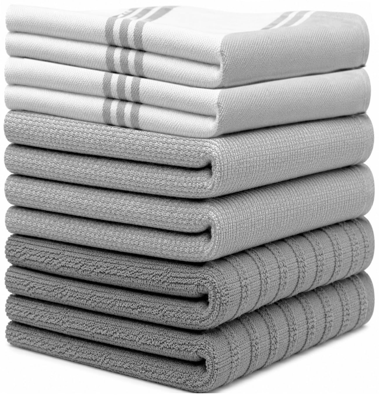 Bumble Towels Toallas de Cocina (20 x 28 Pulgadas, 50 x 70 cm, Paquete de 6) – Toallas de Mano Grandes de algodón – Toalla Plana y de Rizo a Rayas Vintage – Juego de paños de Cocina Altamente