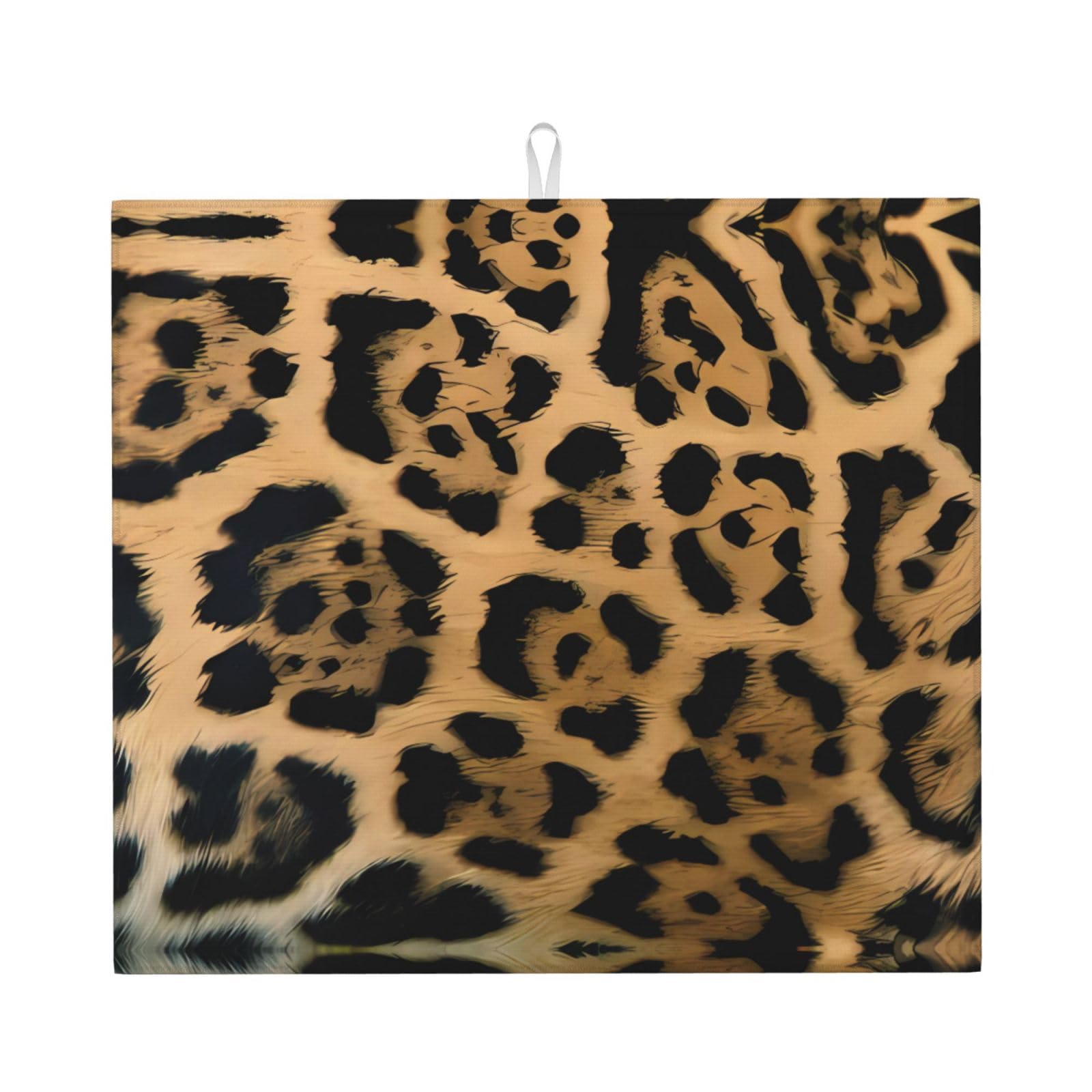 HJFCZH Leopard Print Prints Kitchen Drying Mat – Absorbent Microfiber Throw for Dishes, Non-Slip Counter Cover, Quick-Drying Layer with Fade-Resistant Print
