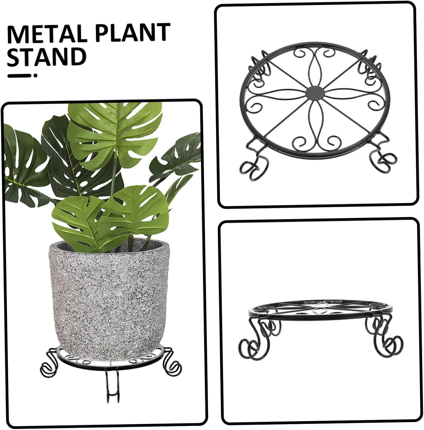 3pcs Iron Metal Plant Stand Flowerpot Holder for Indoor and Outdoor Use Elegant Design for Home Decor and Gardening for Room and Patio