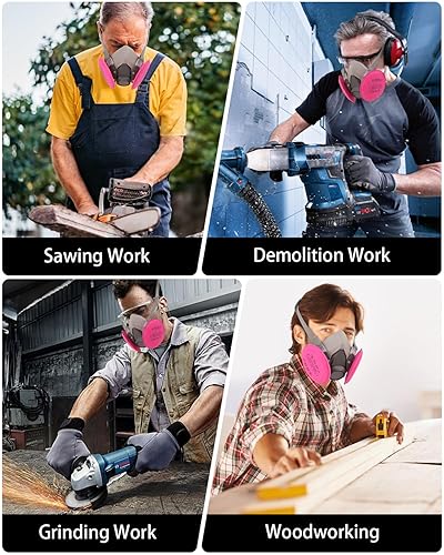 Miniatura 3 de Máscara respiradora de media cara  Cubierta de media cara con filtro de algodón 2097 máscara contra vapores orgánicos, gas para pintar, pulido a