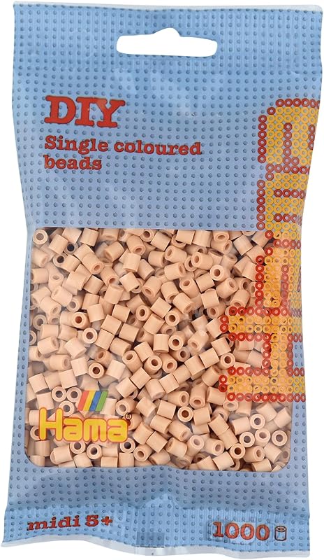 HAMA Bolsa de perlas | Aprox. 1000 cuentas midi fusibles para manualidades y mosaicos | Perlas de fusión para niños creativos 5+ | Juego de arte y decoración | Beige