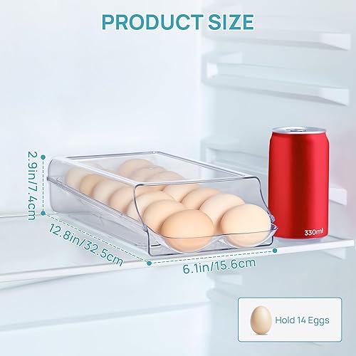 Miniatura 2 de Vtopmart Soporte para huevos de plástico transparente para refrigerador, contenedor automático de huevos para refrigerador, organizador apilable