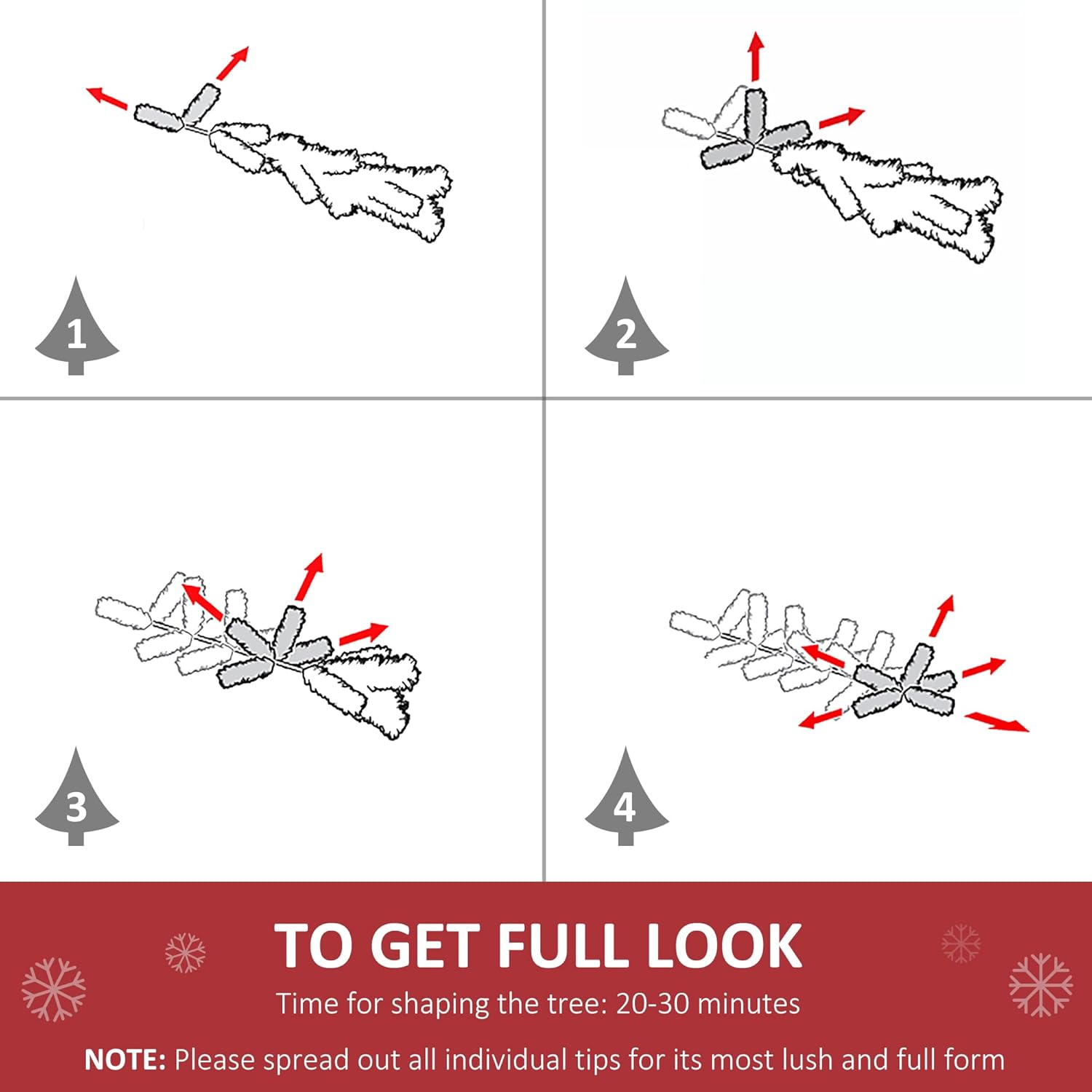 HOMCOM 7ft Half Artificial Christmas Tree Holiday Décor with 520 Branches, Auto Open, Steel Base, Green