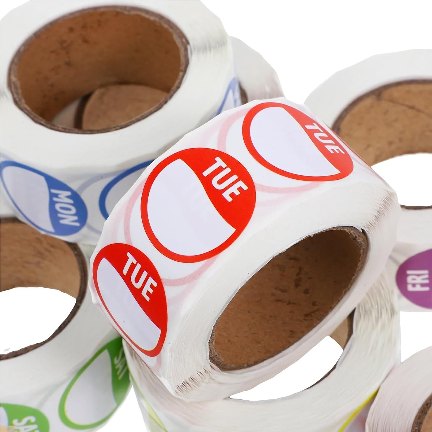 Inventory Labels 7-Roll Date & Day of Week Stickers, for Restaurant Food Rotation & Inventory Management