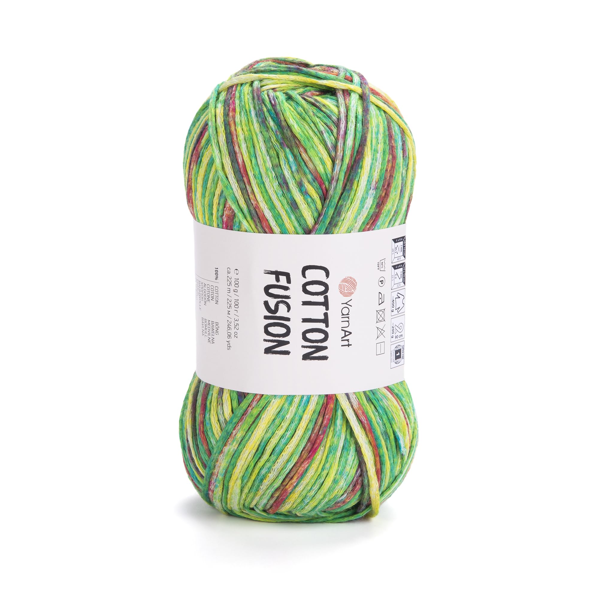 YarnArt Cotton Fusion – 100% Cotton Multicolor Yarn for Knitting & Crochet – Soft & Lightweight Summer Yarn – 3.52 Oz (100g), 246 Yards (225m) – Ideal for Accessories & DIY Projects (3651)