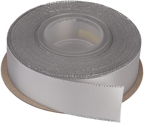 Miniatura 4 de Cinta de satén de doble cara de 3/8 pulgadas con borde dorado de 25 yardas (810-marfil), juego para envoltura de regalos, decoración de fiestas