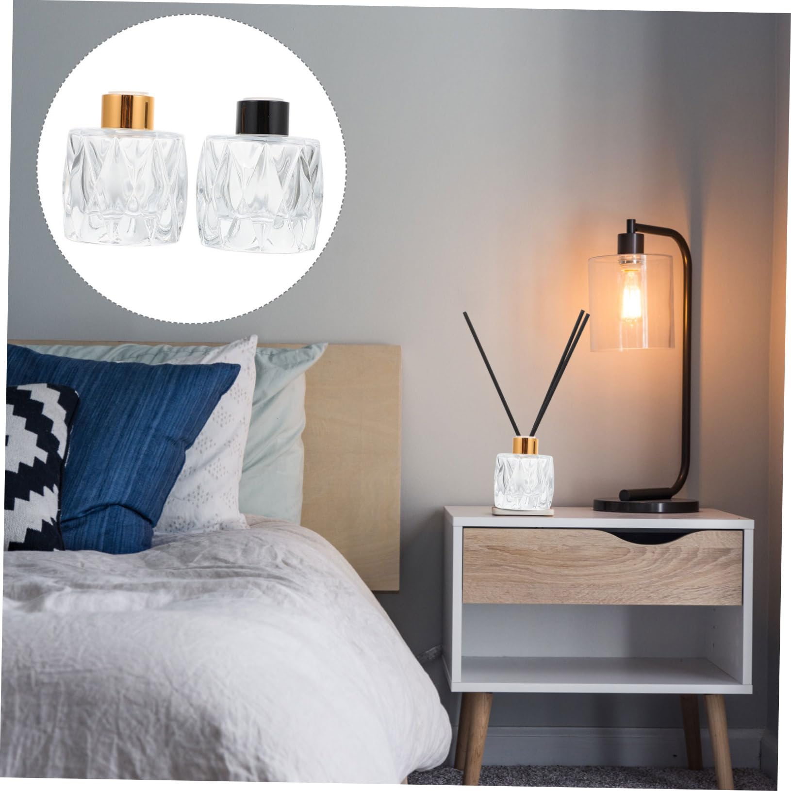 MAGICLULU 2 Sätze Aromatherapieflasche Aus Glas Schreibtischdeko Hochzeitsdeko Schwarze Diffusorflasche Sirup Auto Diffusor-aromatherapie-Glas Transparente Diffusorflasche Golden 4 Stück * 2