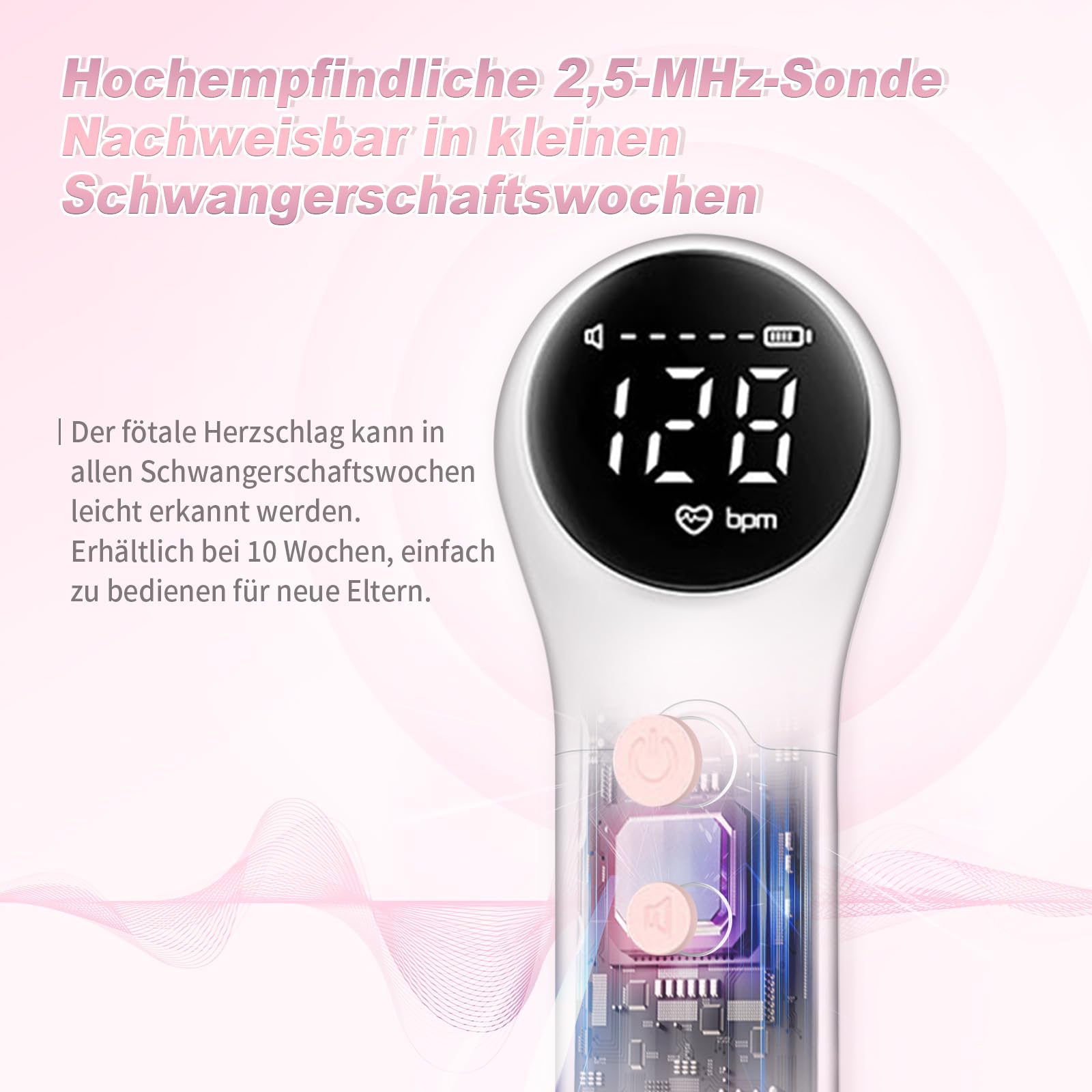 Hochempfindliche Sonde, mehrstufige Kompatibilität, kompakt und tragbar, langlebiger Akku, klare Audioqualität (Weiß)