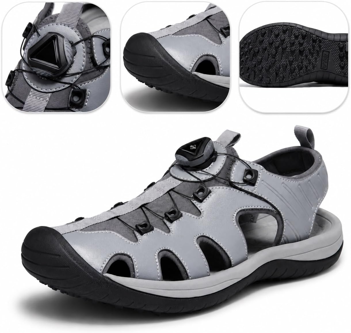 PGM Men's Golf Sandals 2.0 Closed Toe, Breathable Summer Golf Shoes with No-Tie Dial Closure, Anti-Slip Spikes, Protective Toe Cap & Cushioned EVA Midsole