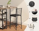 Gizoon Dining Table Set for 2 with 3 Storage Shelves, Kitchen Table and Chairs for 2 with Pu Cushion Chairs & Thick Wood Top, 3 Piece Dining Table Set for Small Space, Apartment (Grey)