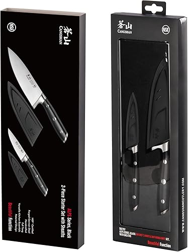 Miniatura 8 de Cangshan ALPS Series 502797 - Juego de 2 piezas de acero forjado alemán con fundas color negro