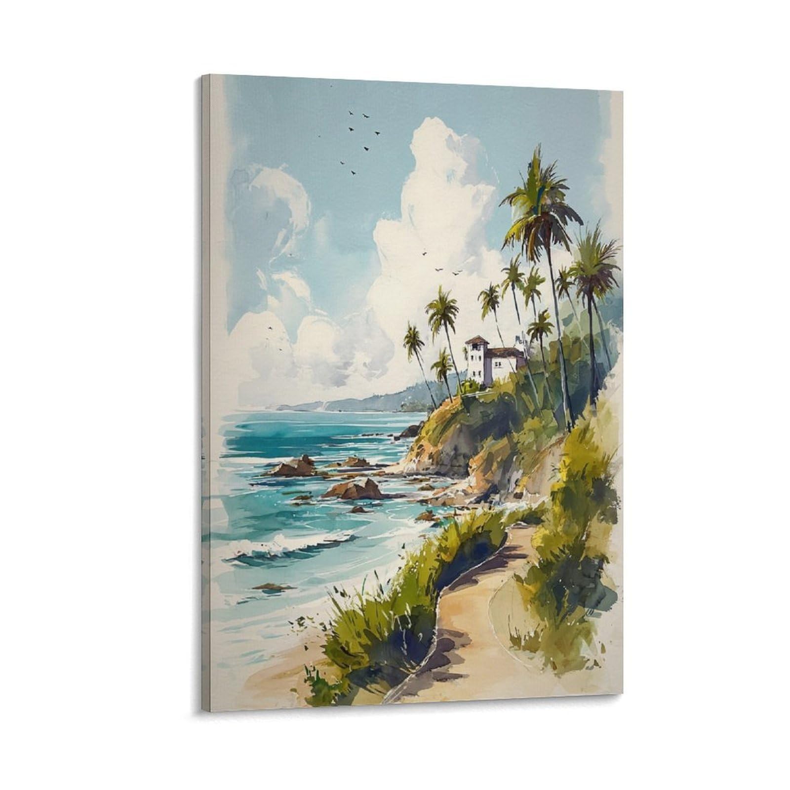 XWYMXZ Bermuda Watercolor Print North Atlantic Coastal Posters 20x30inch(50x75cm) Vintage Watercolor Canvas Art