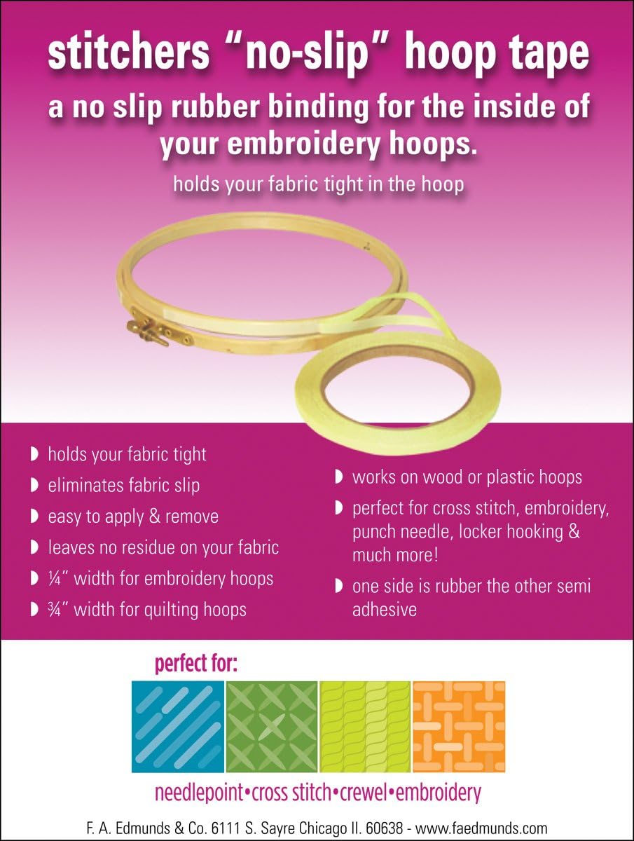 Edmunds EHT-1 Stitchers No-Slip Hoop Tape Yellow, 1/4-inch by 3-yard