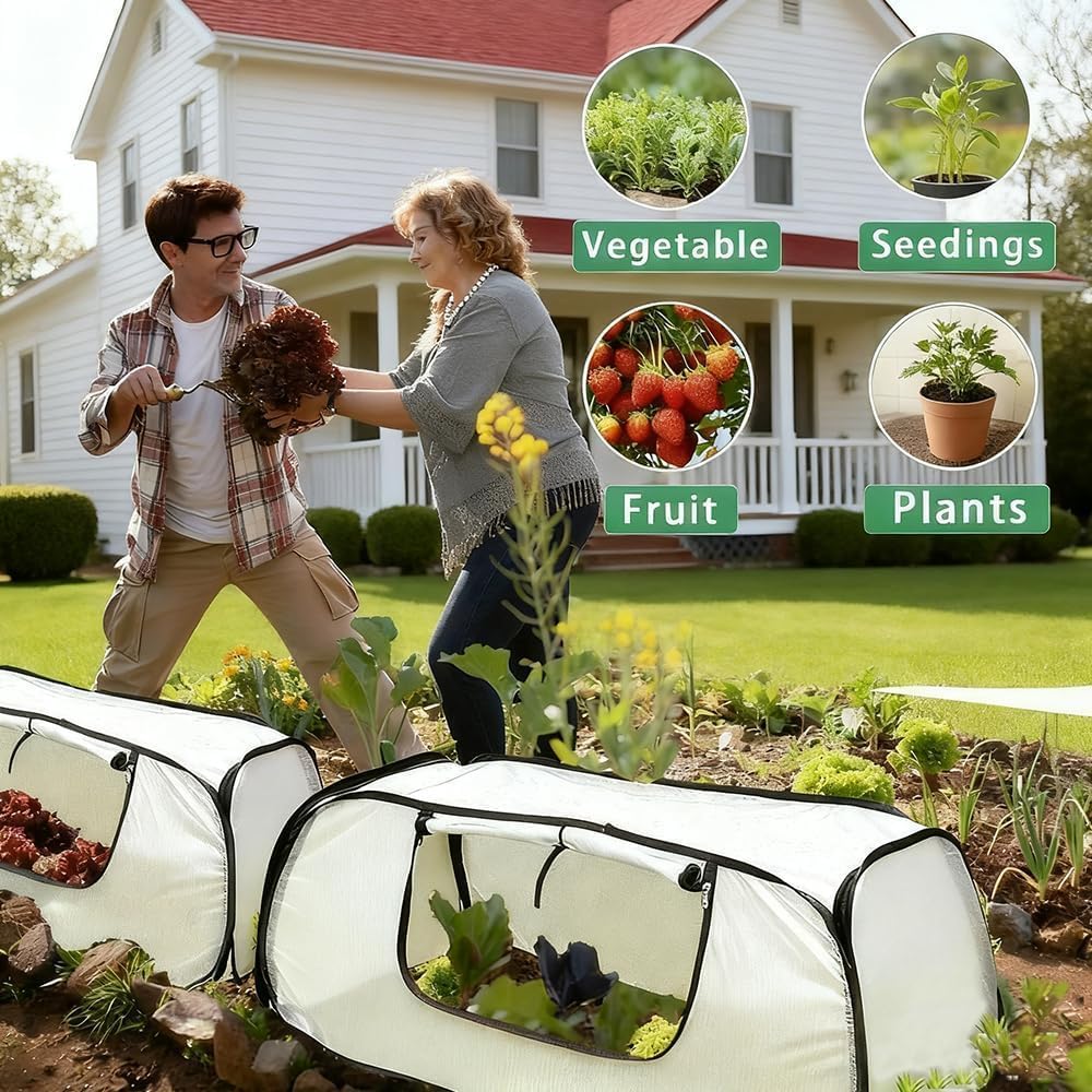 2 Pack Pop Up Garden Rows Accelerator Plants Cover- Protect Vegetables,Seedlings and from Birds Insects for Raised Garden Beds and Vegetable Rows - 45"x22"x16"