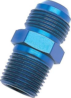 Edelbrock/Russell 660420 Blue Anodized Aluminum -4AN Flare to 1/8" NPT Pipe Straight Adapter