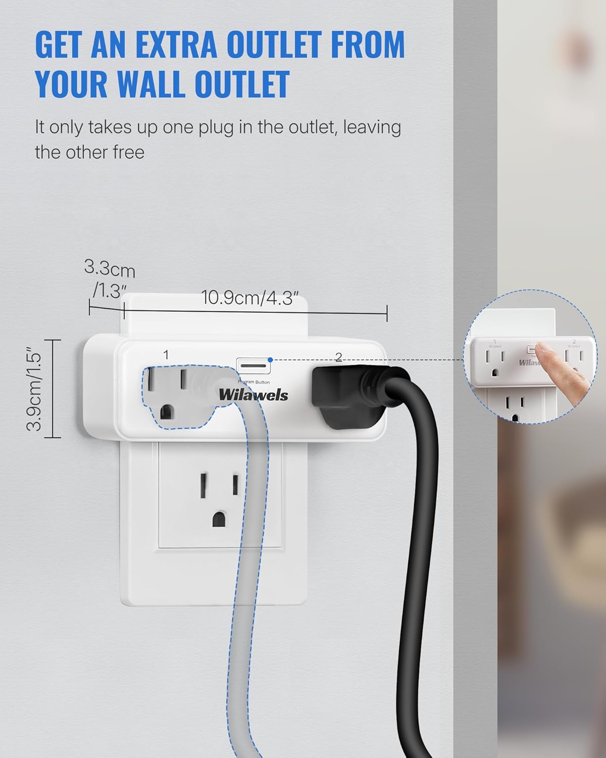Wireless Light Switch and 2 Control Sockets Remote Control Outlet Bundle, for Lights, Lamps W05RC2106-W12RC1106