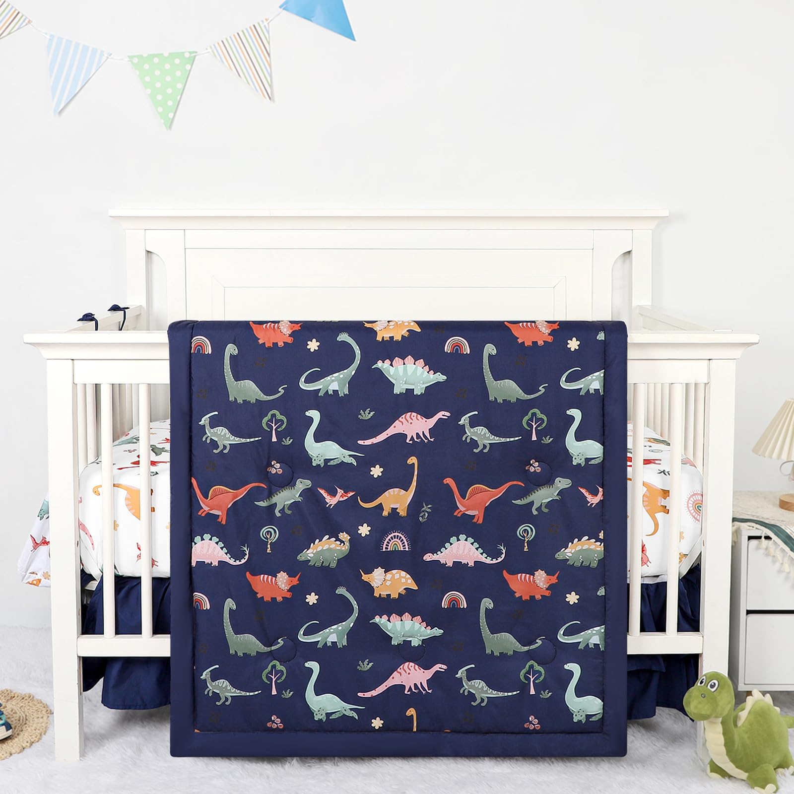 Crib Bedding Set for Boys Baby Crib Bedding Set 4 Piece Baby Boy Nursery Bedding Set Including Comforter