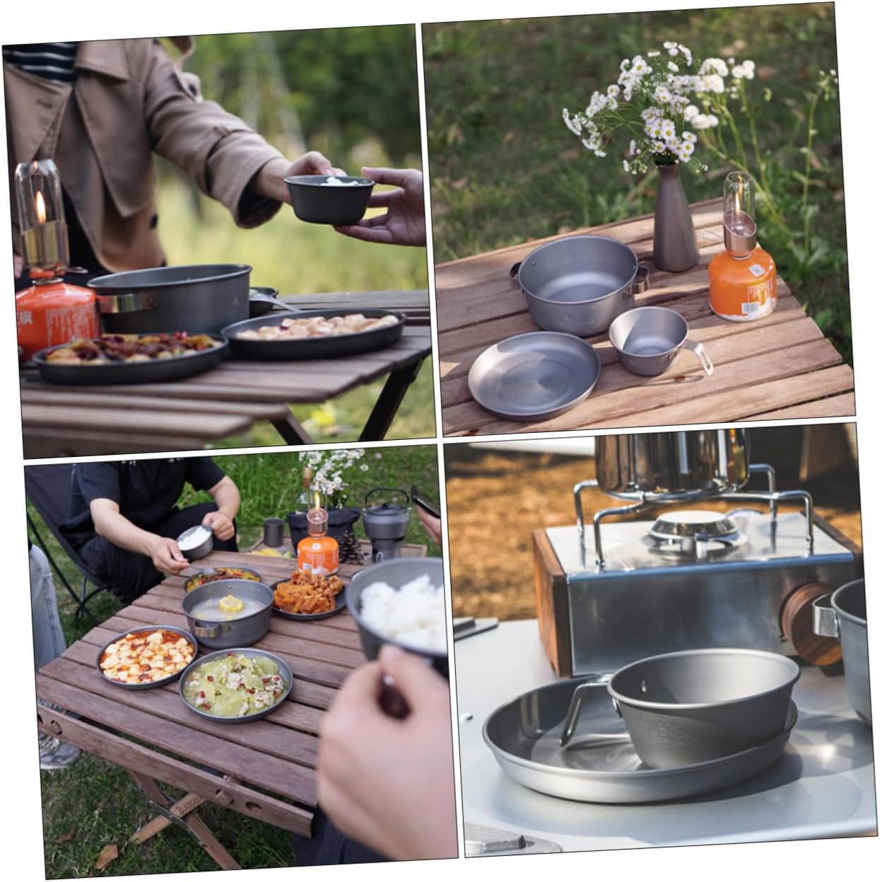 Portable Stainless Steel Bbq Plate Multipurpose Camping Snack Tray Outdoor Picnic Dinner Dish for Hiking and Self-driving Travel