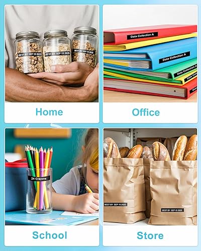 Miniatura 6 de Cinta de etiquetas de repuesto compatible para Brother TZe-325 TZe TZ, cinta blanca sobre negra, 0.354 in, 0.35 pulgadas, cinta de etiquetas