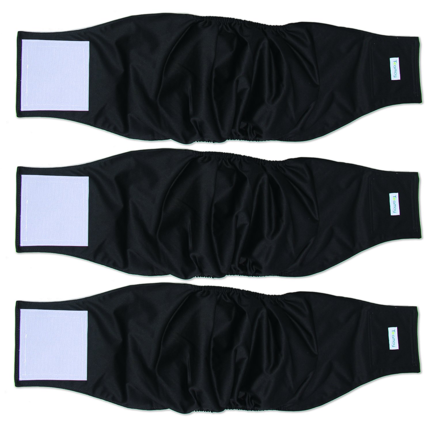 Teamoy 3 Pack Male Dog Diaper Wrap, Washable Puppy Belly Bands, Super-Absorbent and Comfortable(XL,25"-29" Waist, Black)