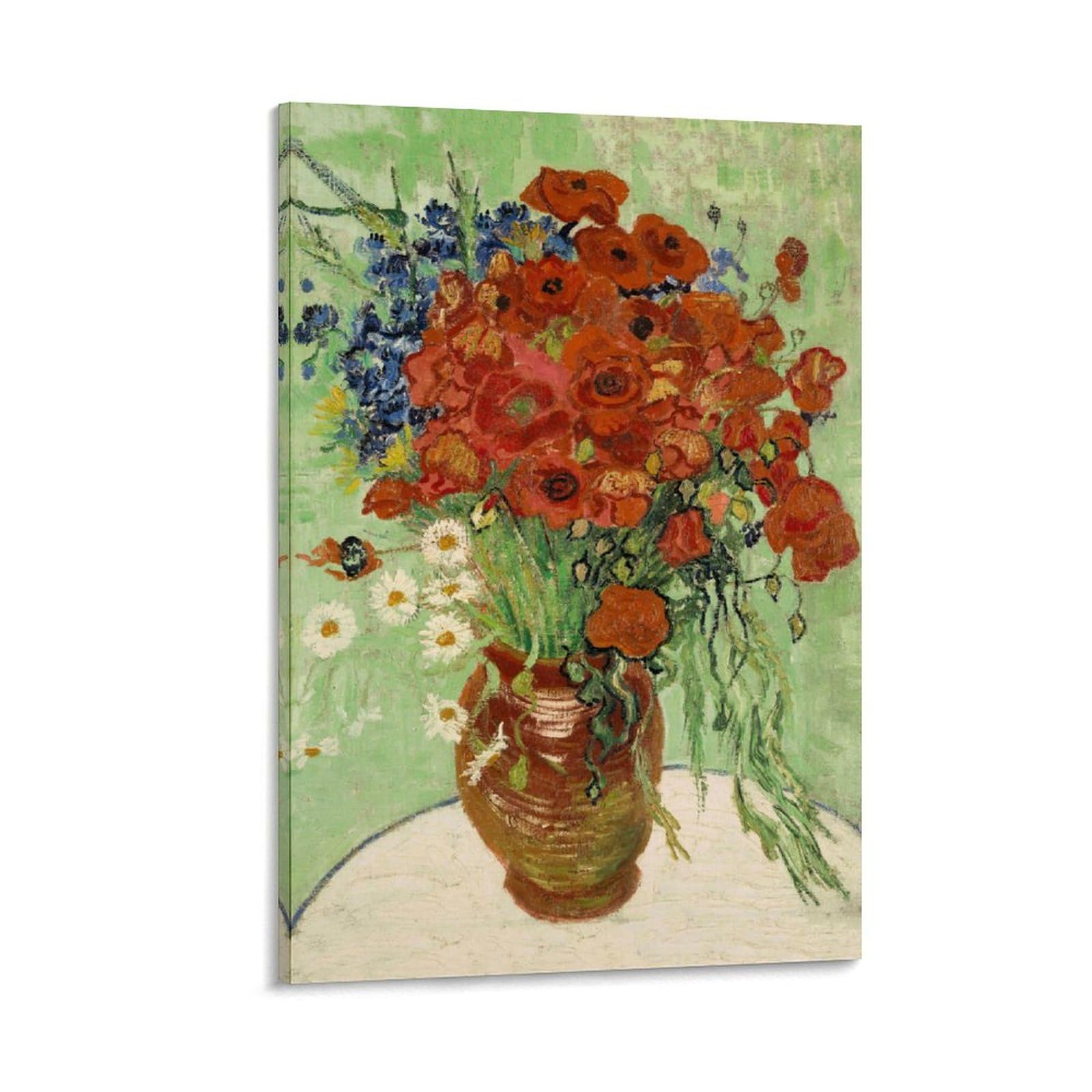 手書き油絵 ゴッホ 赤いヒナゲシとヒナギク 額付 絵画 インテリア 油彩画 Amazon.co.jp: 手書き油絵 ゴッホ 赤いヒナゲシとヒナギク 額付 絵画