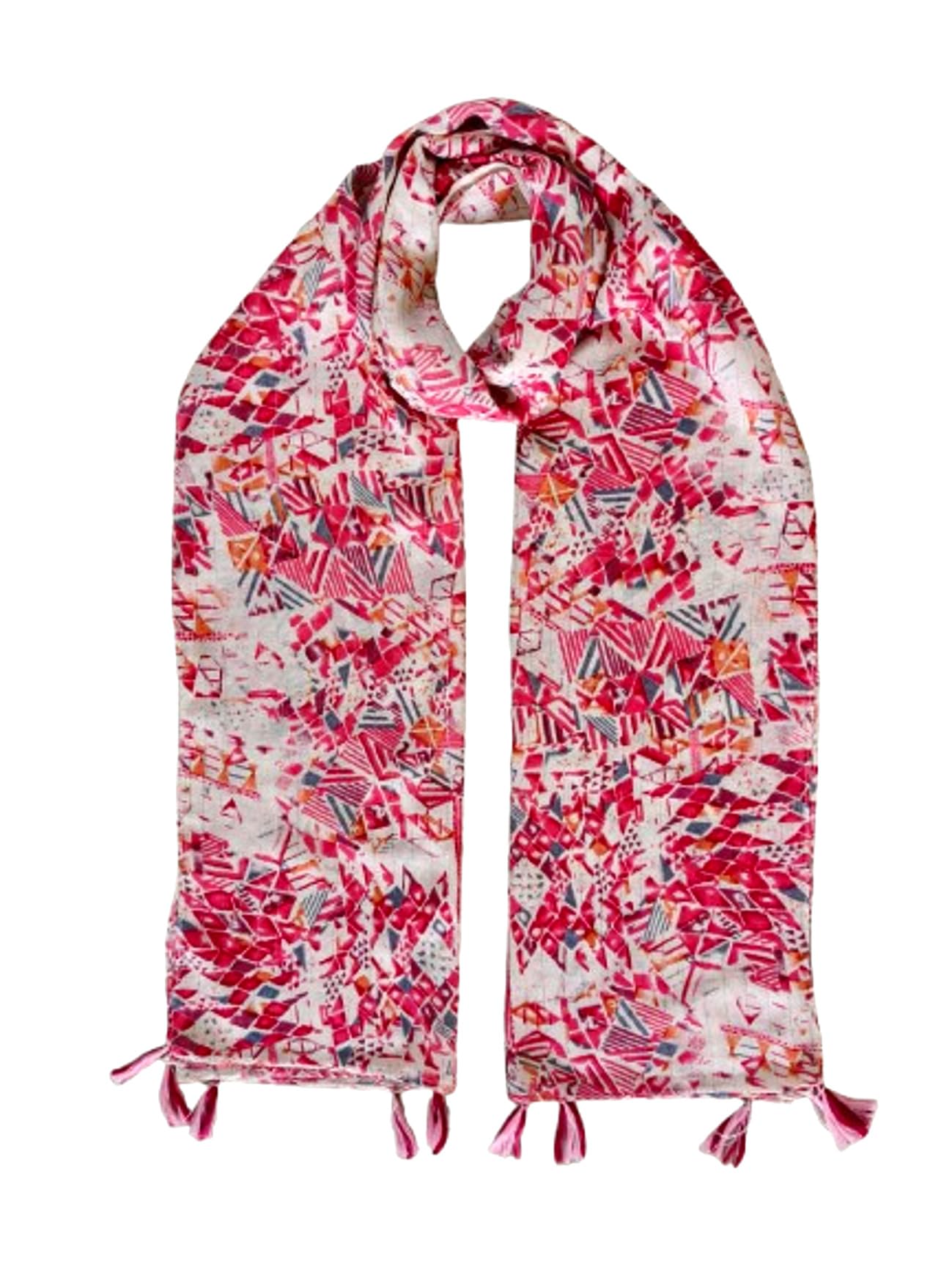 Fashage Women's Printed Cotton Blend Scarf with Tassels | Soft Lightweight Stole | 70 x 180 cm | Multicolor-image-49