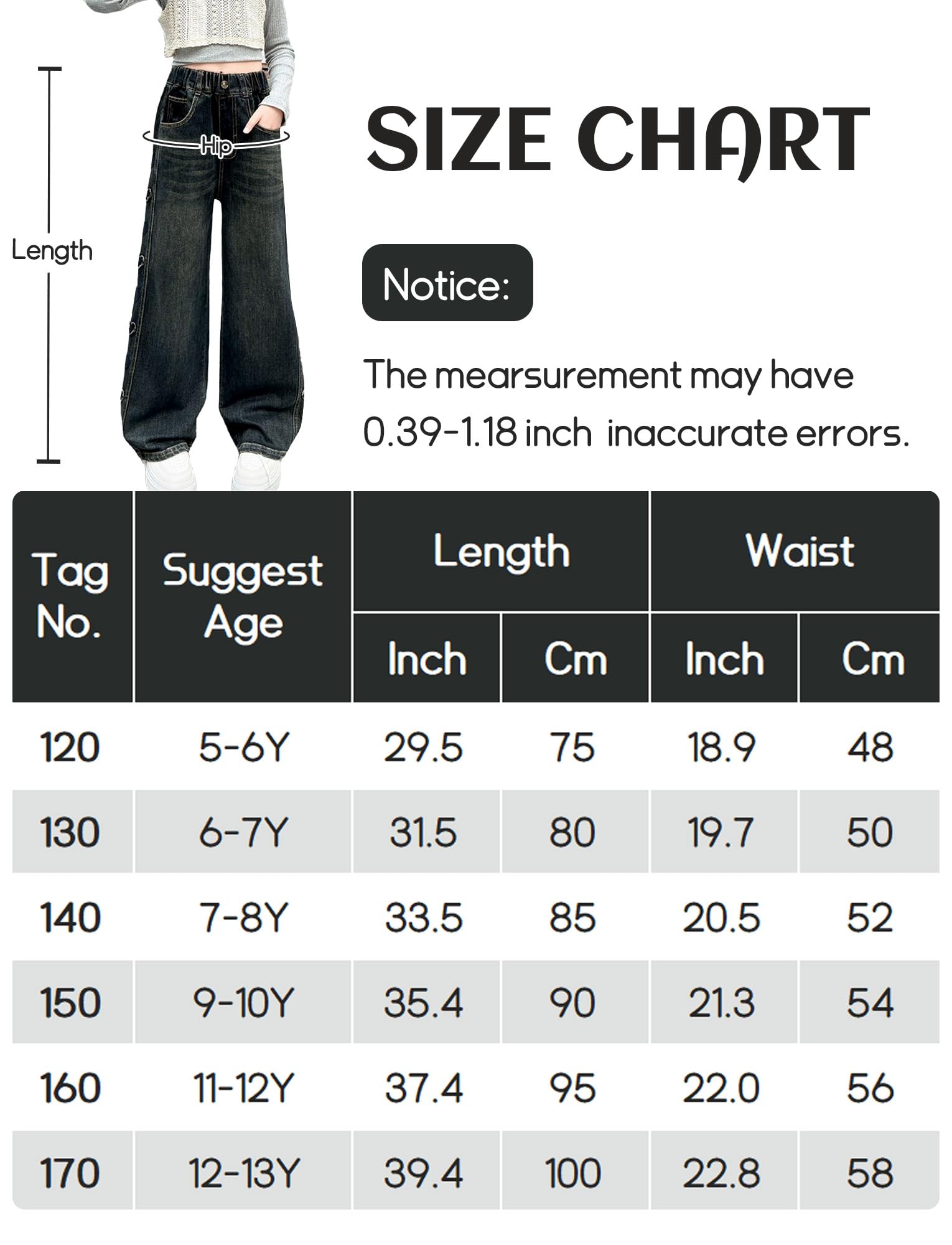 Happy Cherry Jeans da ragazza hip hop streetwear larghi a gamba larga pantaloni in denim per bambini dritti larghi pantaloni in denim casual per 5-13 anni