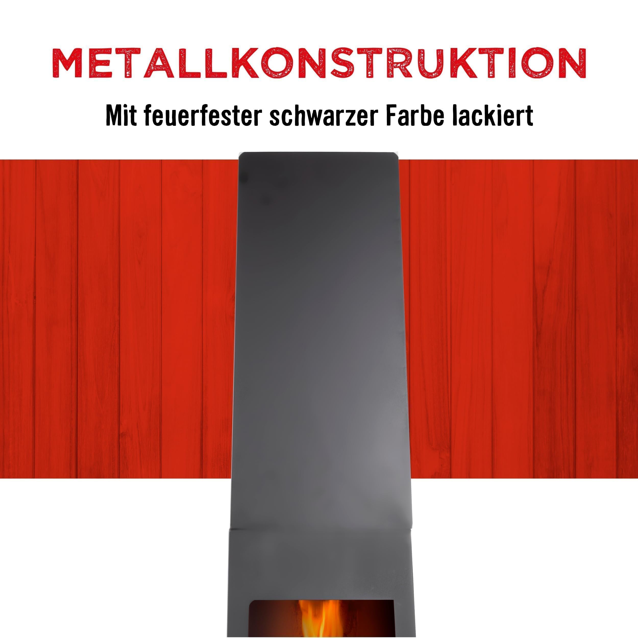 BBQ Collection Chimenea de jardín, Cesta de Fuego, Calentador de Patio, Exterior, Negro, 36 x 36 x 150 cm