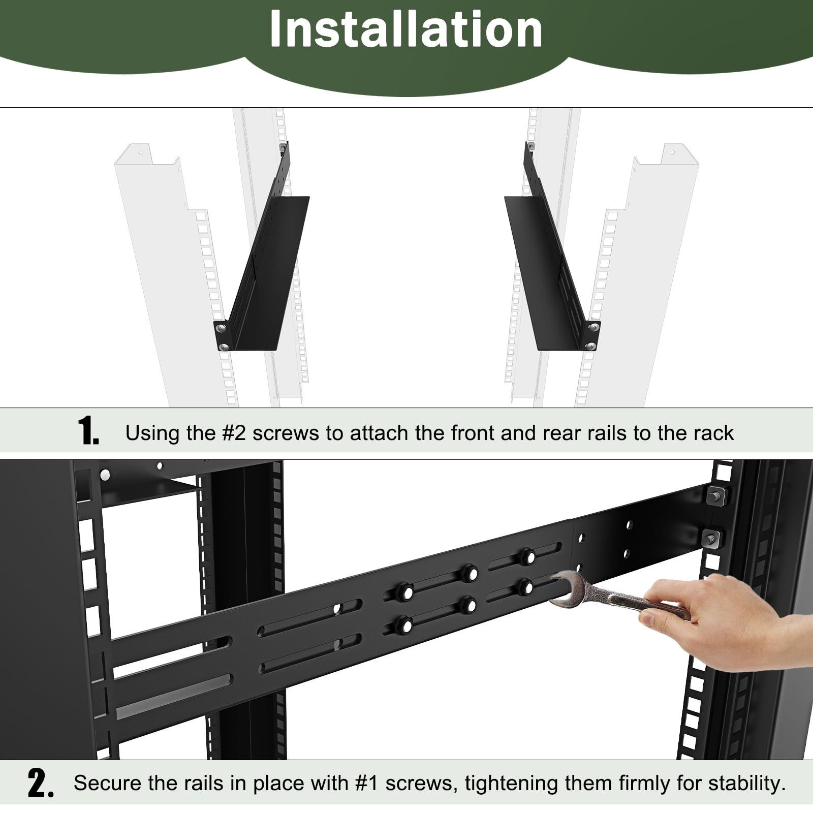 1U - Guide universali per montaggio su rack a 4 montanti, 40,6 - 76,2 cm, profondità regolabile, compatibile con APC, HP, IBM, DELL, Compag Cabinet e rack